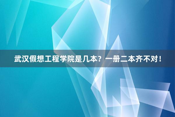 武汉假想工程学院是几本？一册二本齐不对！